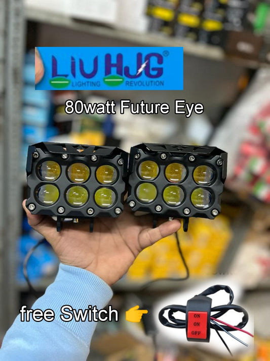 HJG future eye 6 lens 80watt fog light with free switch (pack of 2)